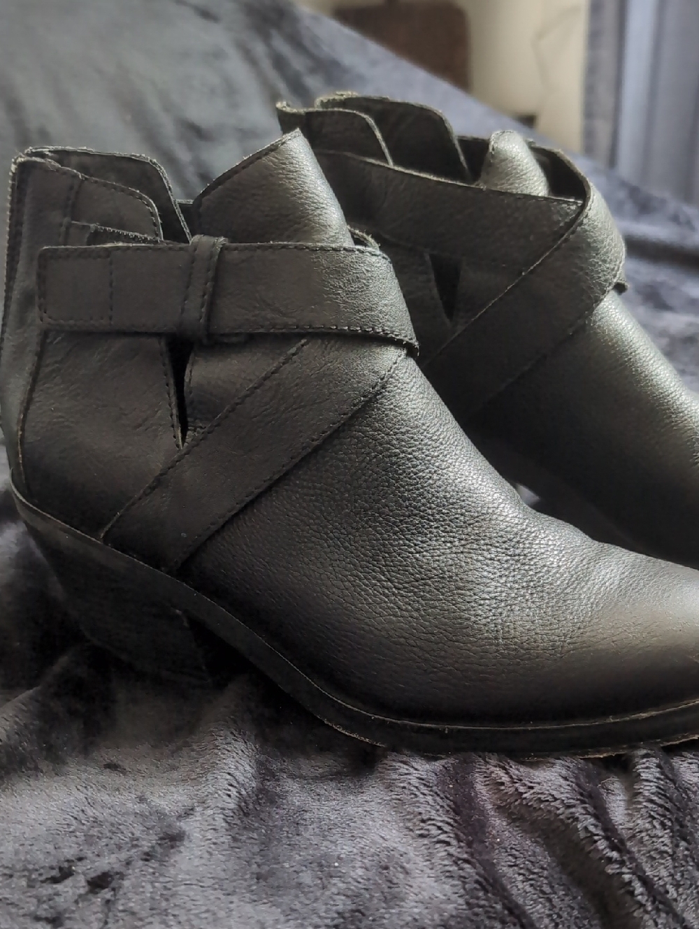 Women's Black Ankle Booties with Wrap-Strap Detail
